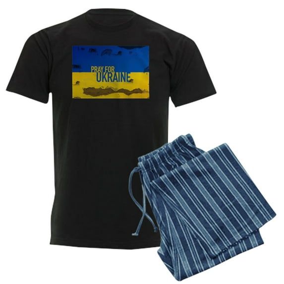 CafePress - Pray For Ukraine Sweatshirt, Stand With Uk Pajamas - Men's Dark Loose Fit Cotton Pajama Set