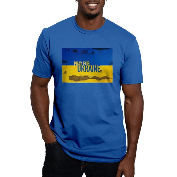 CafePress - Pray For Ukraine Sweatshirt, Stand With Uk T Shirt - Men's Fitted T-Shirt