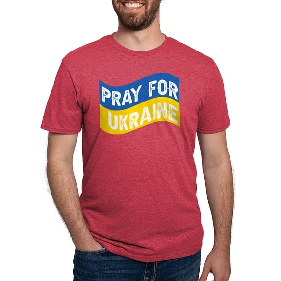 CafePress - Pray For Ukraine T Shirt - Mens Tri-blend T-Shirt