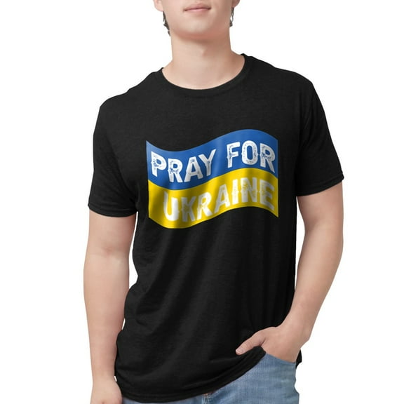 CafePress - Pray For Ukraine T Shirt - Mens Tri-blend T-Shirt