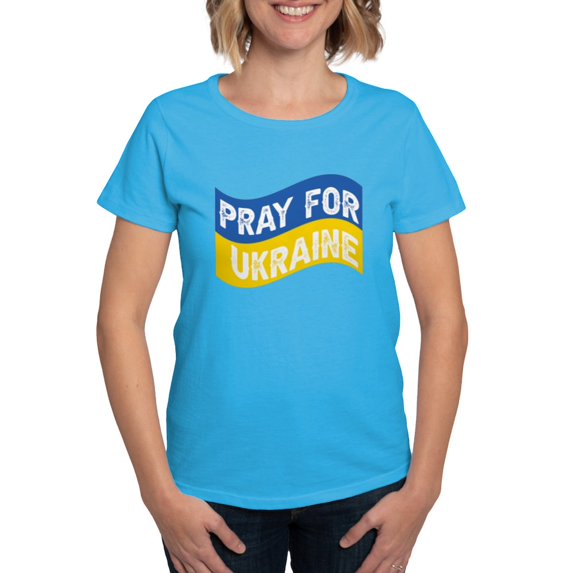 CafePress - Pray For Ukraine T Shirt - Women's Traditional Fit Dark T-Shirt