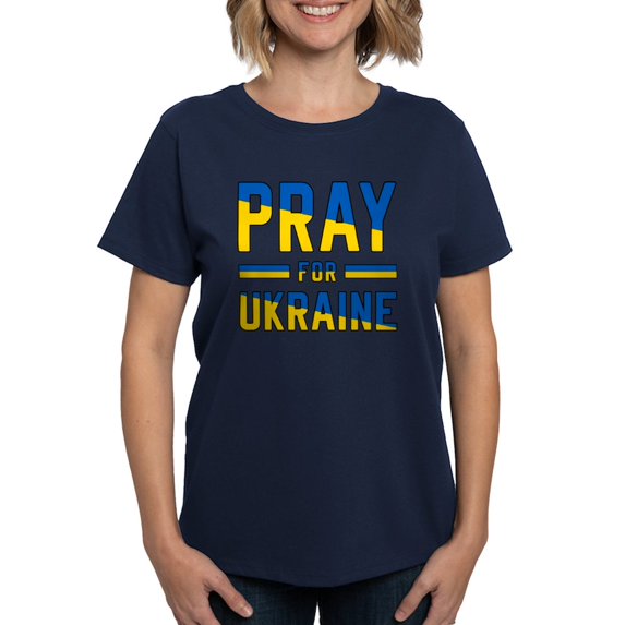 CafePress - Pray For Ukraine T Shirt - Women's Traditional Fit Dark T-Shirt