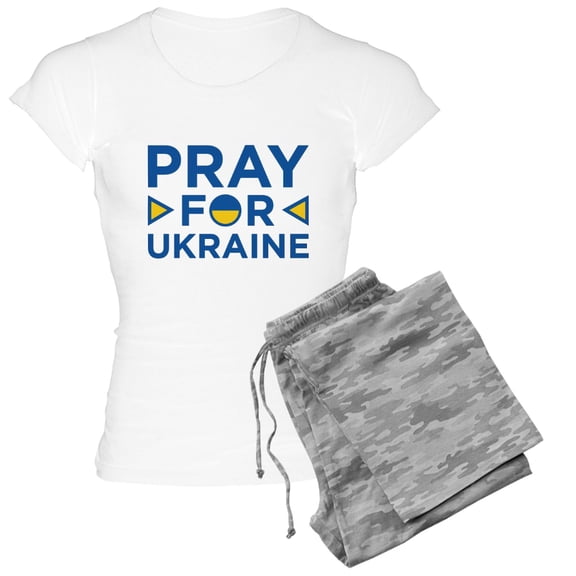 CafePress - Pray For Ukraine Women's Light Pajamas - Women's Short Sleeve Print T-Shirt and Pants Light Cotton Pajama Set
