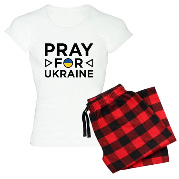 CafePress - Pray For Ukraine Women's Light Pajamas - Women's Short Sleeve Print T-Shirt and Pants Light Cotton Pajama Set