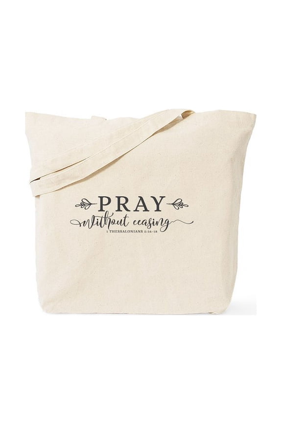 - Pray Without Ceasing Tote Bag - Unisex Canvas Tote Bag, Beige, 1-Piece