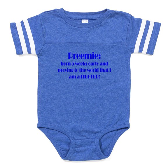 CafePress - Preemieblue - Cute Infant Baby Football Bodysuit