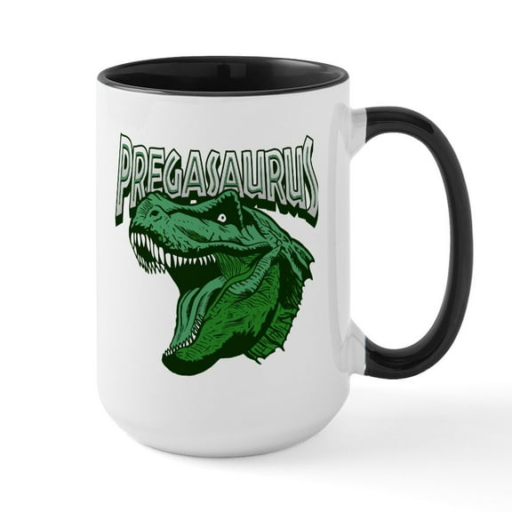 CafePress - Pregasaurus Mugs - 15 oz Ceramic Large White Novelty Mug