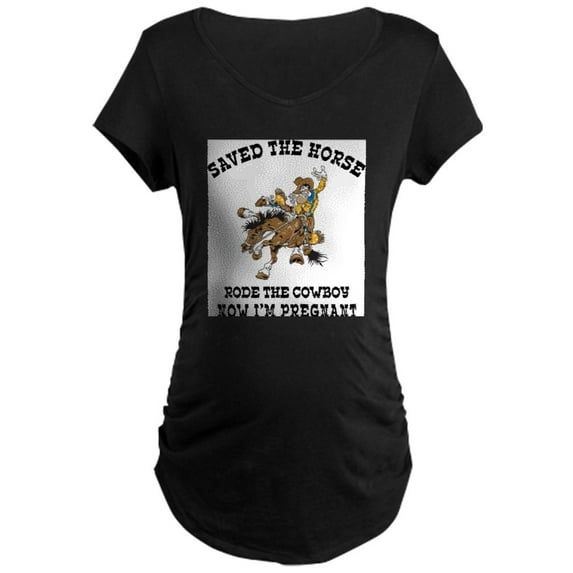 CafePress - Pregnant Cowgirl Maternity T Shirt - Maternity Dark T-Shirt