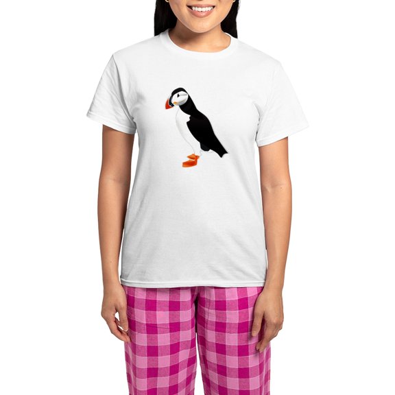 CafePress - Pretty Puffin Women's Light Pajamas - Women's Short Sleeve Print T-Shirt and Pants Light Cotton Pajama Set