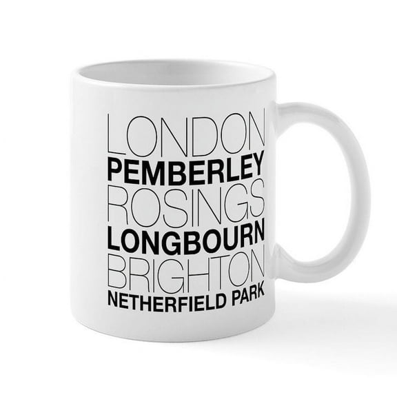 CafePress - Pride And Prejudice Locations Small Mug - 11 oz Ceramic Mug - Novelty Coffee Tea Cup