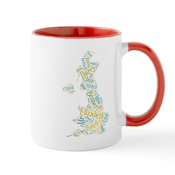 CafePress - Pride And Prejudice Map Mug - 11 oz Ceramic Mug - Novelty Coffee Tea Cup