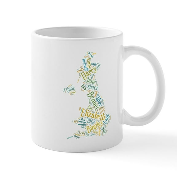 CafePress - Pride And Prejudice Map Mug - 11 oz Ceramic Mug - Novelty Coffee Tea Cup