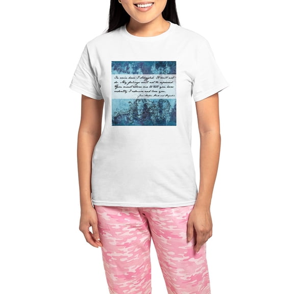 CafePress - Pride And Prejudice Quote Women's Light Pajamas - Women's Short Sleeve Print T-Shirt and Pants Light Cotton Pajama Set