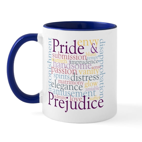 CafePress - Pride, Prejudice Mug - 11 oz Ceramic Mug - Novelty Coffee Tea Cup