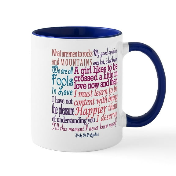 CafePress - Pride & Prejudice Quotes Mugs - 11 oz Ceramic Mug - Novelty Coffee Tea Cup