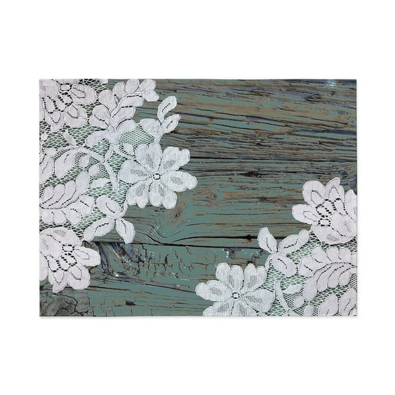 CafePress - Primitive Teal Barnwood Lace - Large Plush Fleece Throw Blanket, 80" L x 60" W