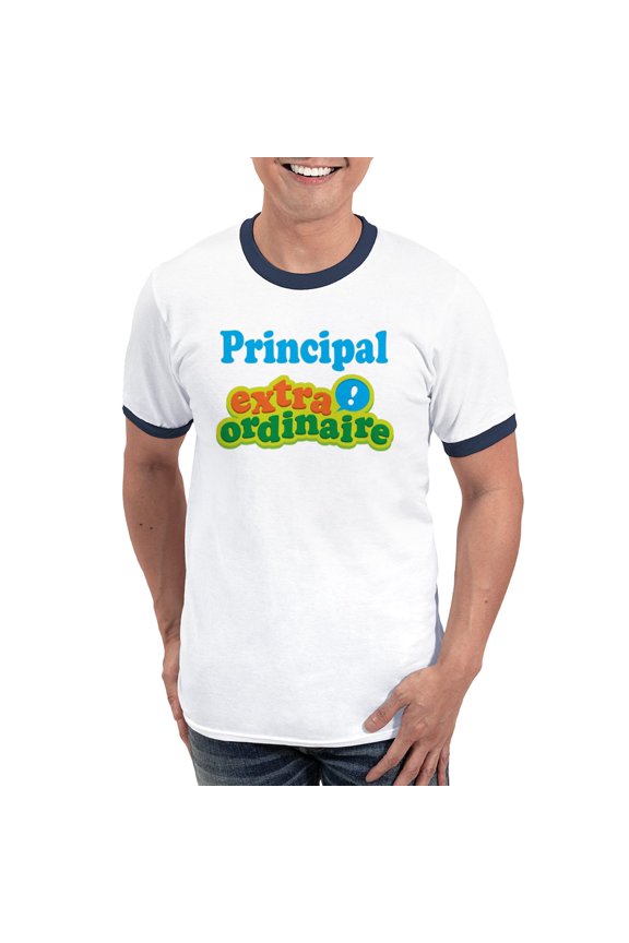 - Principal Extraordinaire Ringer T - 100% Cotton Ringed T-Shirt