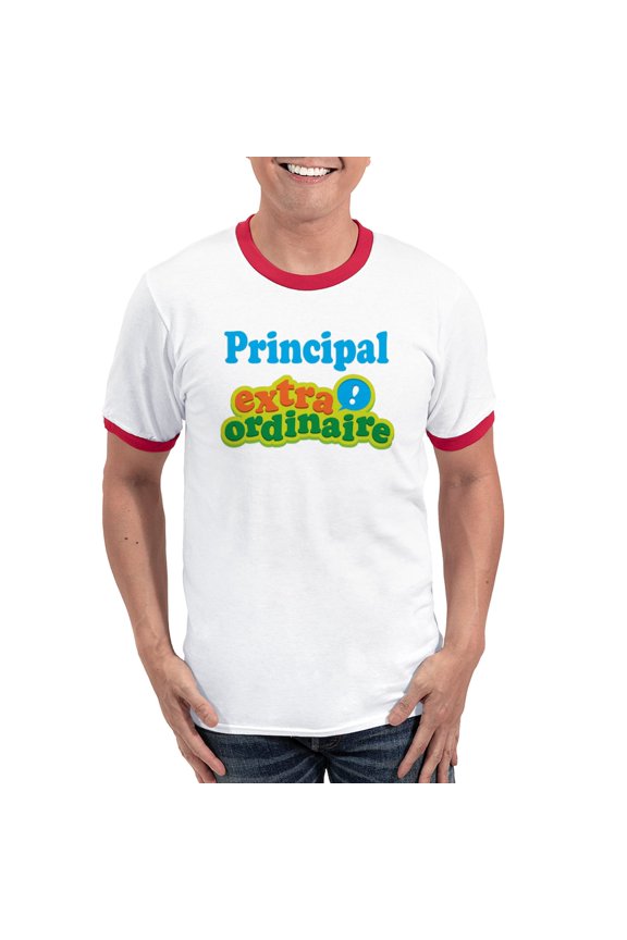 - Principal Extraordinaire Ringer T - 100% Cotton Ringed T-Shirt
