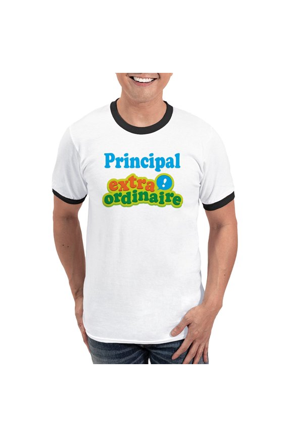 - Principal Extraordinaire Ringer T - 100% Cotton Ringed T-Shirt