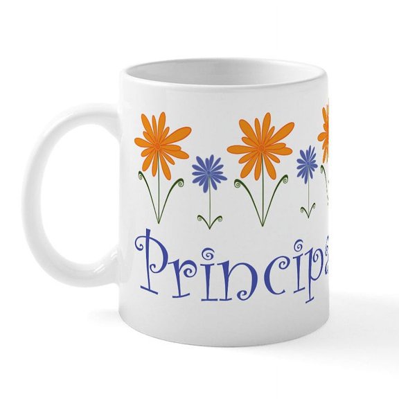 CafePress - Principal Gift Flowered Mug - 11 oz Ceramic Mug - Novelty Coffee Tea Cup