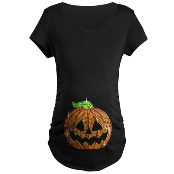 CafePress - Printed Rhinestone Jackolantern Maternity Tee - Maternity Dark T-Shirt