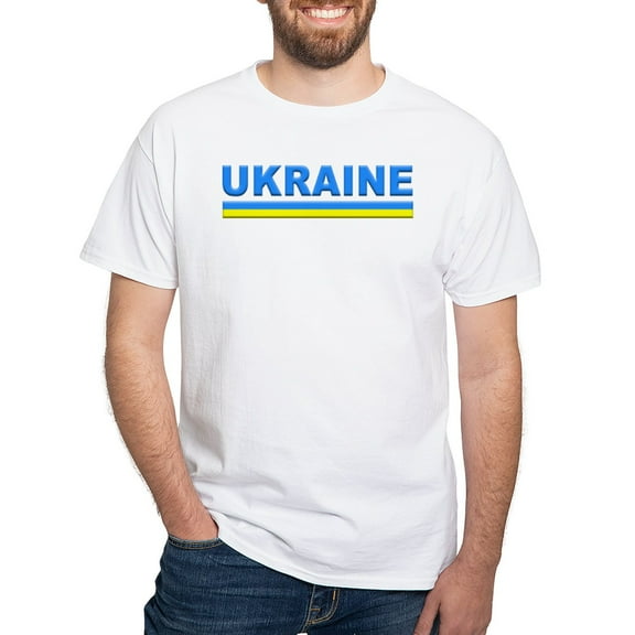 CafePress - Pro Ukraine Pride Ukrainian Flag ??????? T Shirt - Men's White Classic Cotton T-Shirts