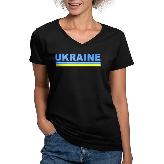 CafePress - Pro Ukraine Pride Ukrainian Flag ??????? T Shirt - Women's V-Neck Dark T-Shirt