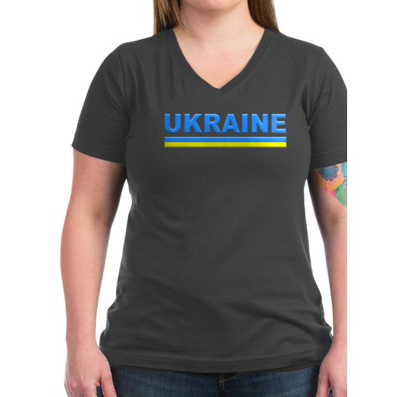 CafePress - Pro Ukraine Pride Ukrainian Flag ??????? T Shirt - Women's V-Neck Dark T-Shirt