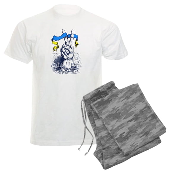 CafePress - Pro Ukraine Support Ukrainian Flag Peace S Pajamas - Men's Light Loose Fit Cotton Pajama Set