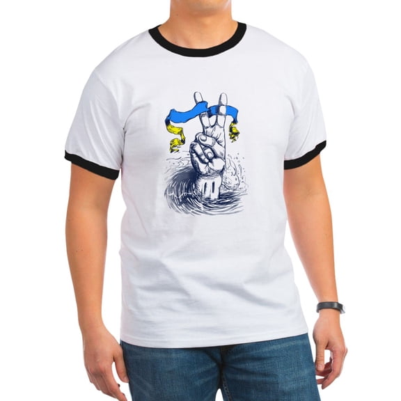 CafePress - Pro Ukraine Support Ukrainian Flag Peace S T Shirt - 100% Cotton Ringed T-Shirt
