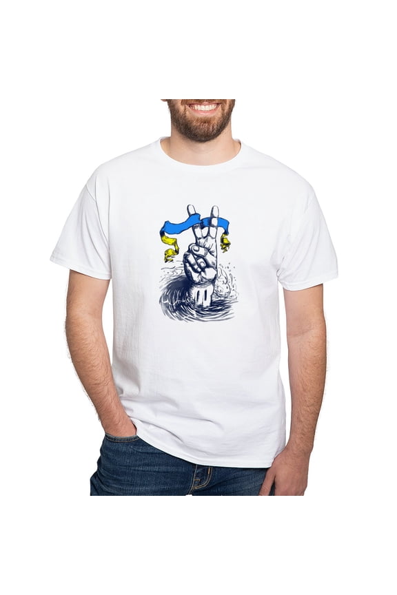 - Pro Ukraine Support Ukrainian Flag Peace S T Shirt - Men's White Classic Cotton T-Shirts