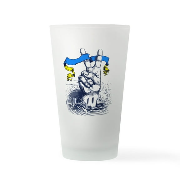CafePress - Pro Ukraine Support Ukrainian Flag - Pint Glass, Drinking Glass, 16 oz. CafePress