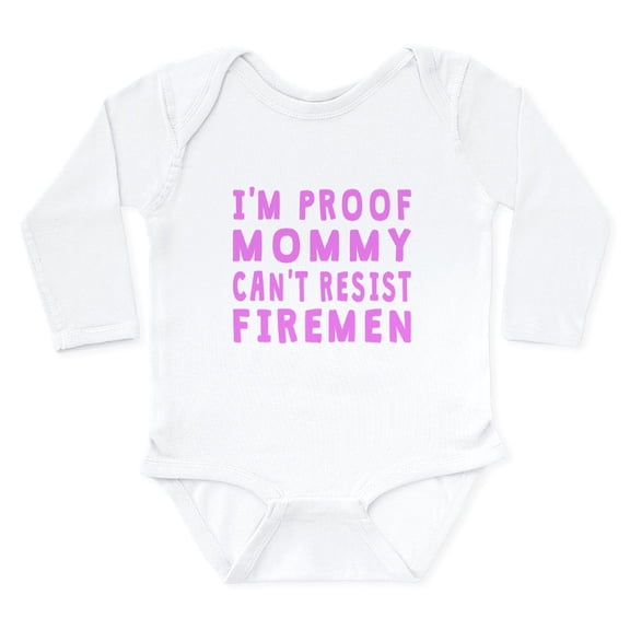 CafePress - Proof Mommy Cant Resist Firemen Body Suit - Long Sleeve Cotton Baby Bodysuit