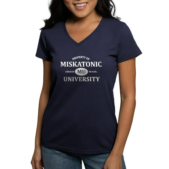 CafePress - Property Of Miskatonic University Women's V Neck D - Women's V-Neck Dark T-Shirt