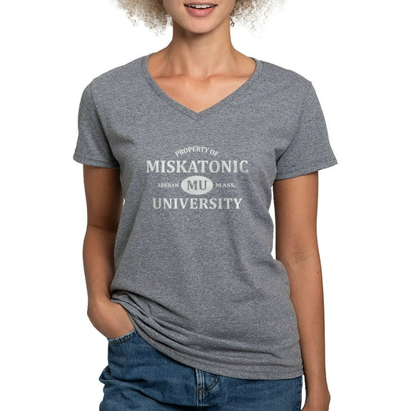CafePress - Property Of Miskatonic University Women's V Neck D - Women's V-Neck Dark T-Shirt