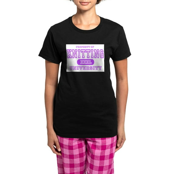 CafePress - Property University Purple Knitting Pajamas - Women's Short Sleeve Print T-Shirt and Pants Dark Cotton Pajama Set