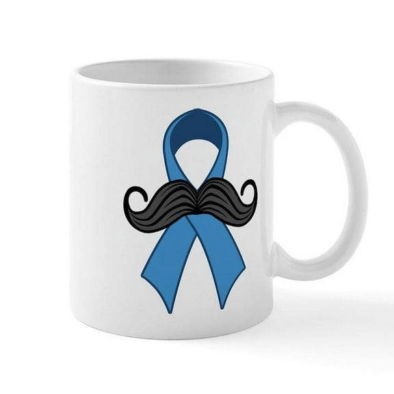 CafePress - Prostate Awareness Ribbon Moustache Mugs - 11 oz Ceramic Mug - Novelty Coffee Tea Cup