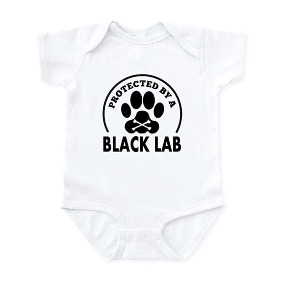 CafePress - Protected By A Black Lab Body Suit - Baby Light Bodysuit, Size Newborn - 24 Months