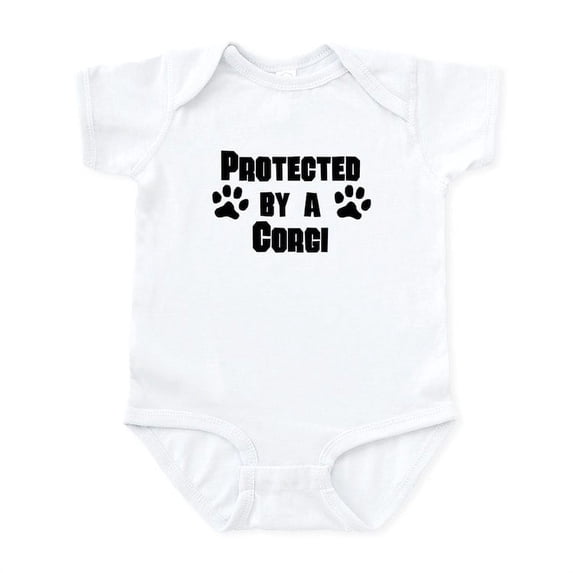 CafePress - Protected By A Corgi Body Suit - Baby Light Bodysuit, Size Newborn - 24 Months