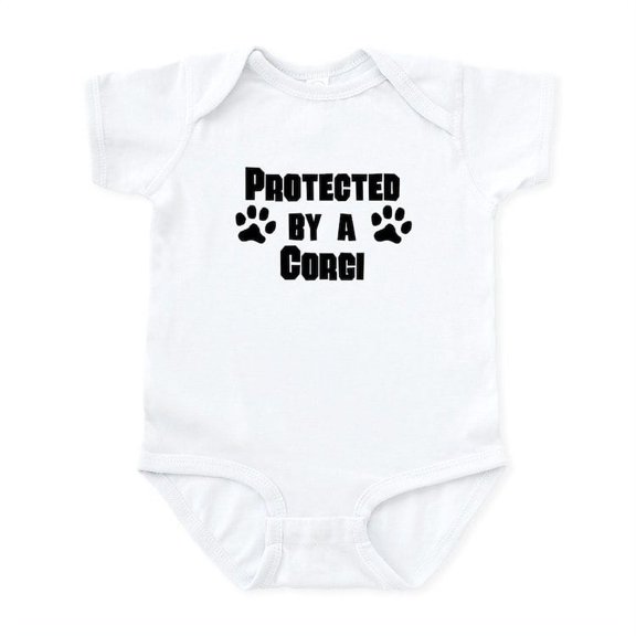 CafePress - Protected By A Corgi Body Suit - Baby Light Bodysuit, Size Newborn - 24 Months