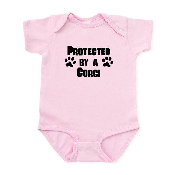 CafePress - Protected By A Corgi Body Suit - Baby Light Bodysuit, Size Newborn - 24 Months