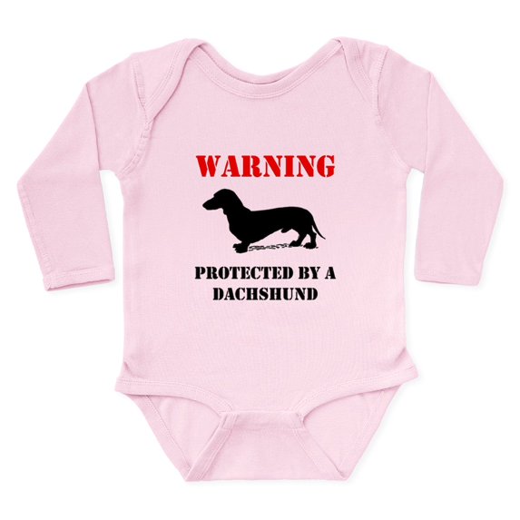 CafePress - Protected By A Dachshund Body Suit - Long Sleeve Cotton Baby Bodysuit
