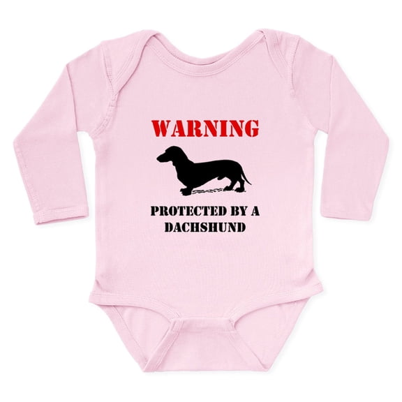 CafePress - Protected By A Dachshund Body Suit - Long Sleeve Cotton Baby Bodysuit