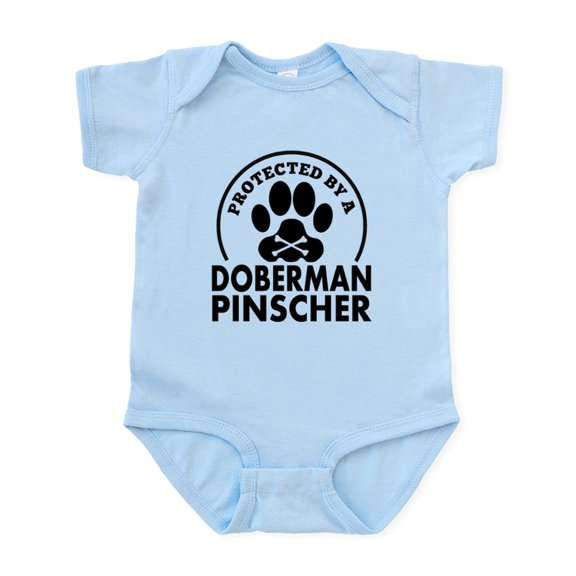 CafePress - Protected By A Doberman Pinscher Body Suit - Baby Light Bodysuit