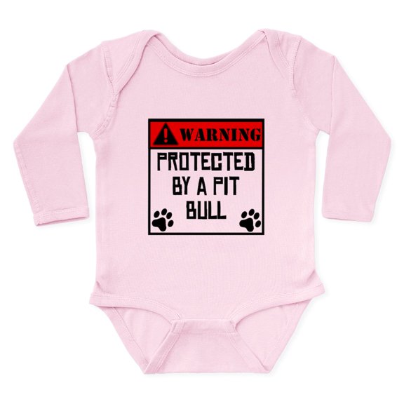 CafePress - Protected By A Pit Bull Body Suit - Long Sleeve Cotton Baby Bodysuit