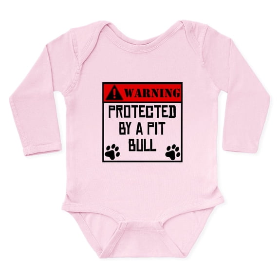 CafePress - Protected By A Pit Bull Body Suit - Long Sleeve Cotton Baby Bodysuit
