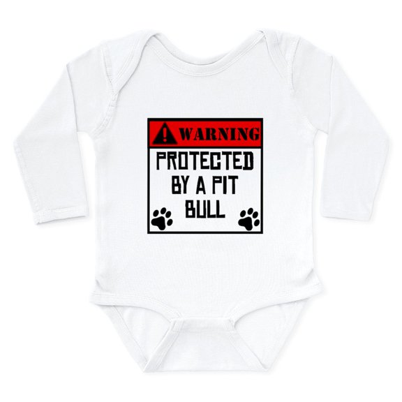 CafePress - Protected By A Pit Bull Body Suit - Long Sleeve Cotton Baby Bodysuit