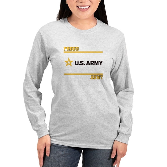 CafePress - Proud Army Aunt Black And Gold Long Sleeve T Shirt - Women's Long Sleeve Graphic Casual T-Shirt