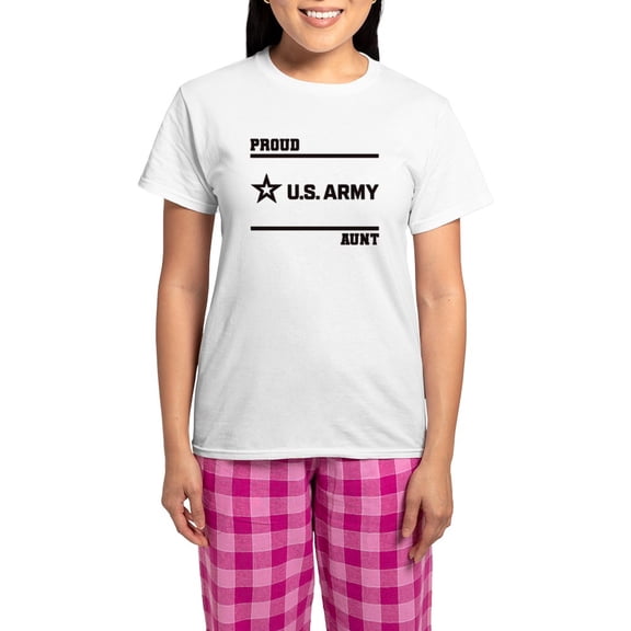 CafePress - Proud Army Aunt Black Pajamas - Women's Short Sleeve Print T-Shirt and Pants Light Cotton Pajama Set