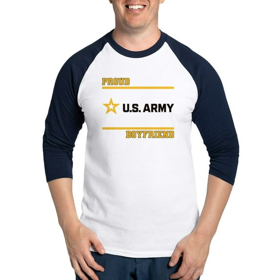CafePress - Proud Army Boyfriend Black And Gold Baseball Jersey - Cotton Baseball Jersey, 3/4 Raglan Sleeve Shirt
